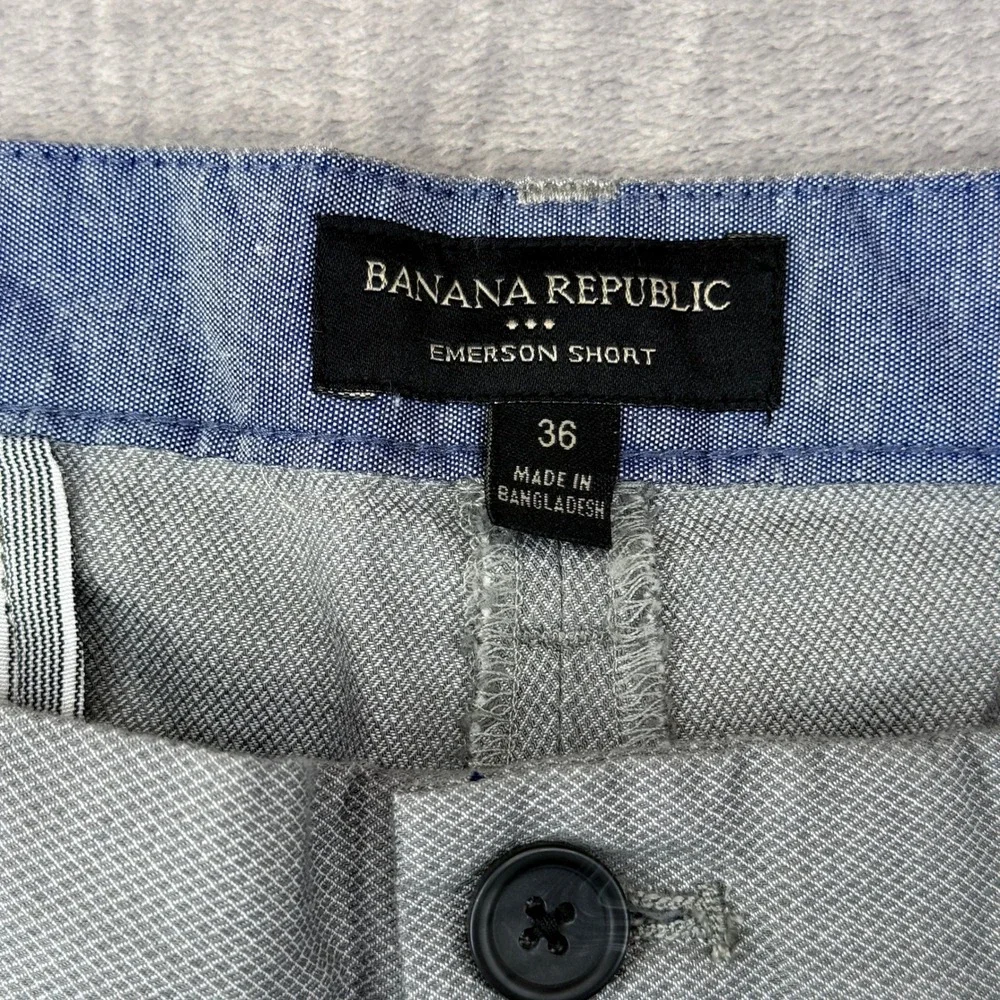 Banana Republic Emerson Shorts Men 36 Grey Cotton Micro Pattern Flat Front 9.5in
